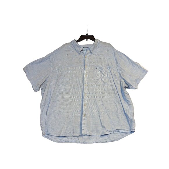 Izod Saltwater Men's 4XB Short Sleeve Button-Down Shirt Light Blue Stripes 100% - Picture 1 of 8